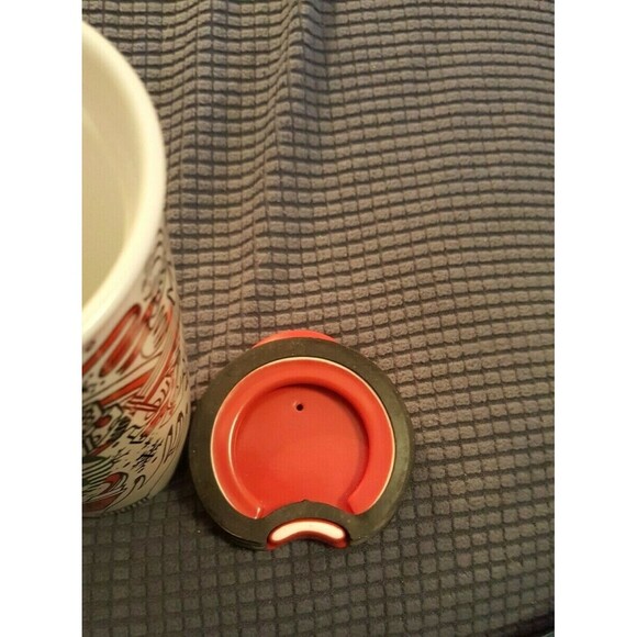Starbucks Ceramic Tumbler 12oz Holiday 2017 Coffee Cup with Red Lid Travel Mug - Picture 10 of 12